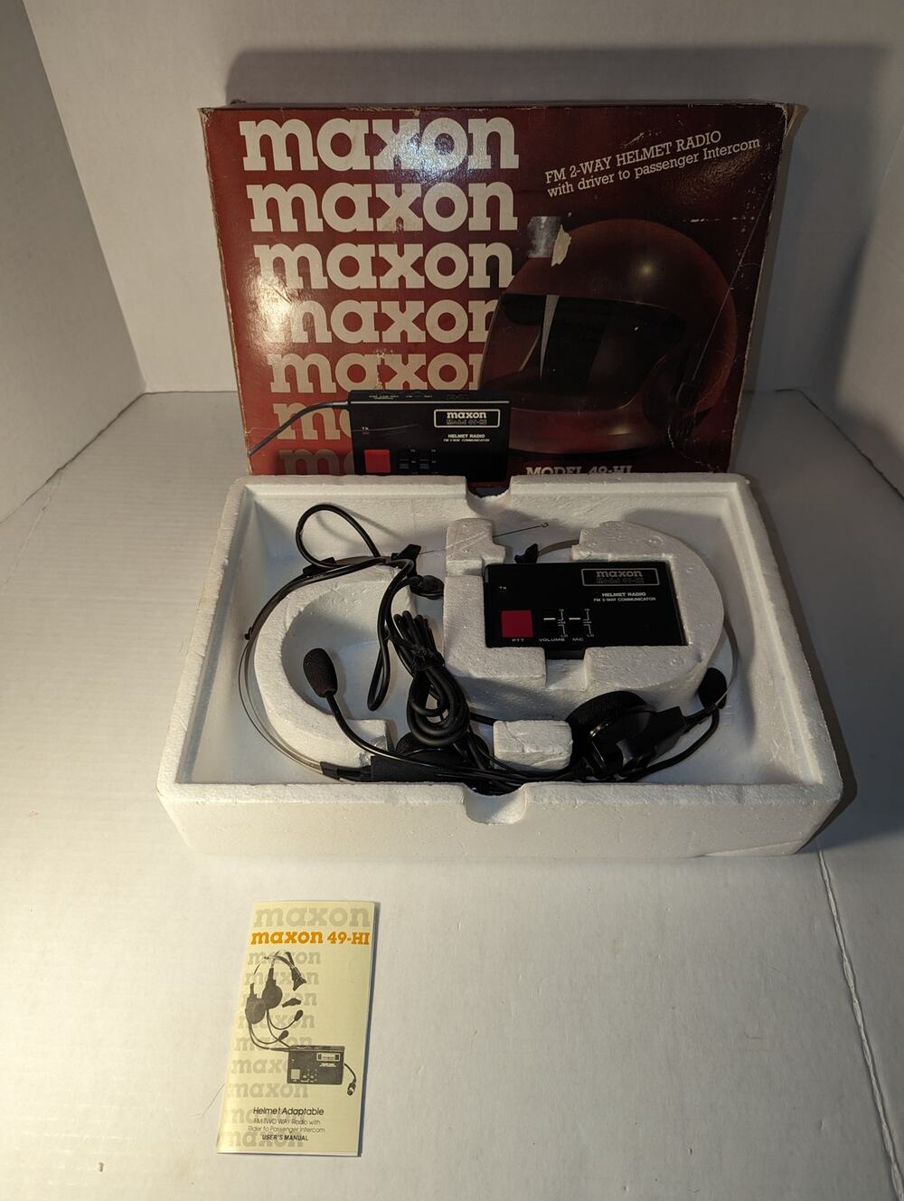 Vintage Maxon FM 2 Way Helmet Radio Driver Passenger Intercom 49-Hi Never Used